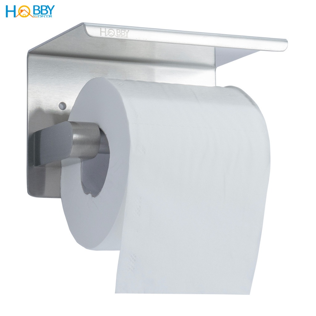 Kệ để giấy vệ sinh có mái che dán tường inox 304 Hobby Home Decor G3