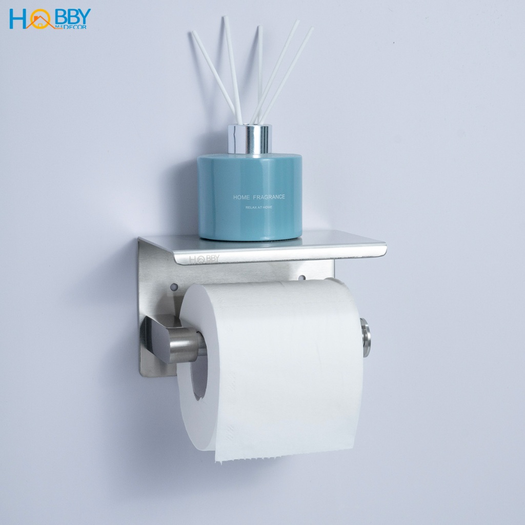 Kệ để giấy vệ sinh có mái che dán tường inox 304 Hobby Home Decor G3