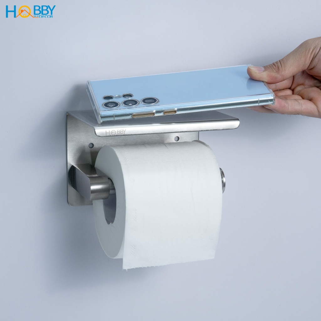 Kệ để giấy vệ sinh có mái che dán tường inox 304 Hobby Home Decor G3