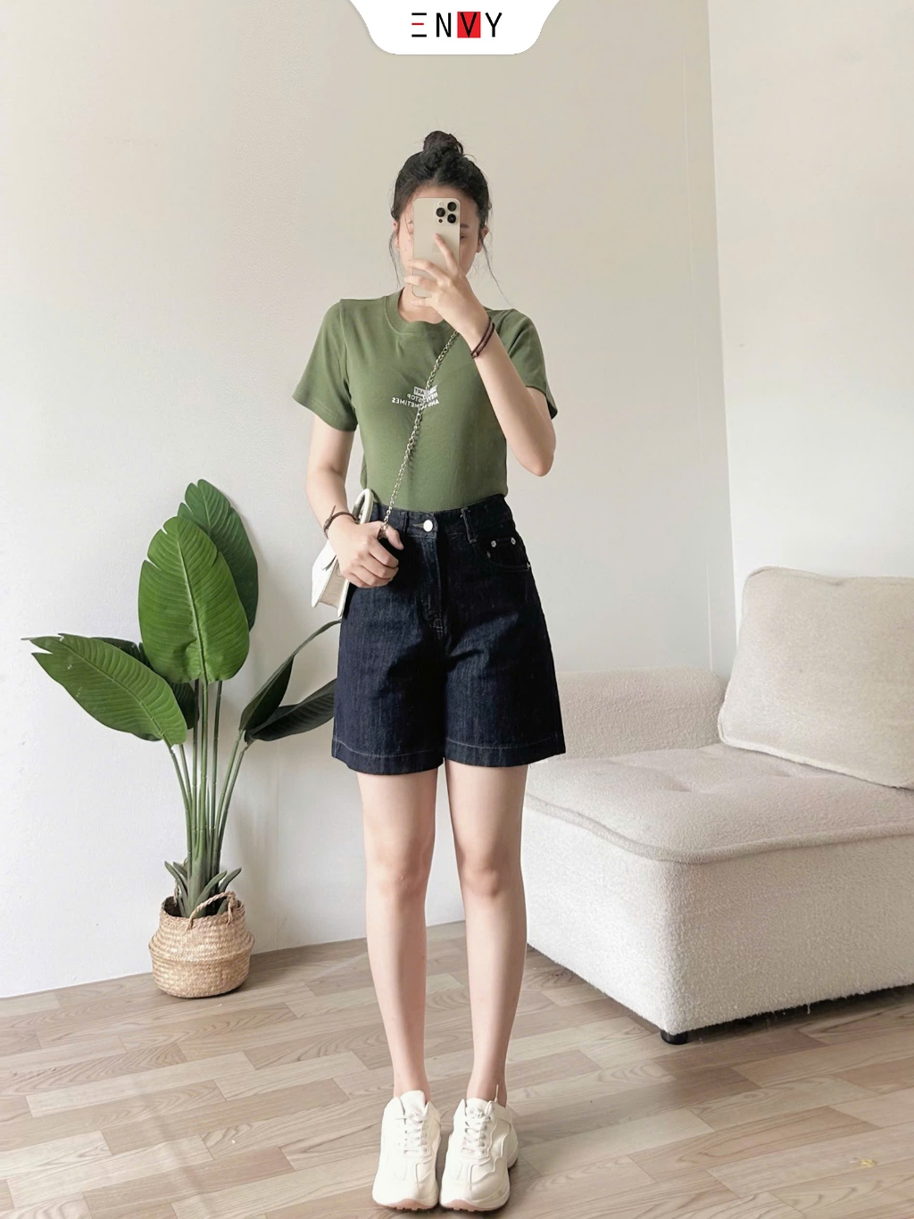 Ảnh Quần Short Jean Nữ Form Ngố Lưng Cao ENVY JS55, Quần Jean Đùi Nữ Mới 3