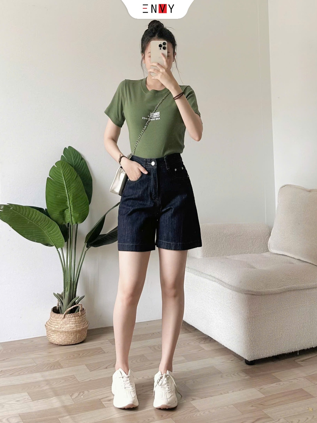 Ảnh Quần Short Jean Nữ Form Ngố Lưng Cao ENVY JS55, Quần Jean Đùi Nữ Mới 2