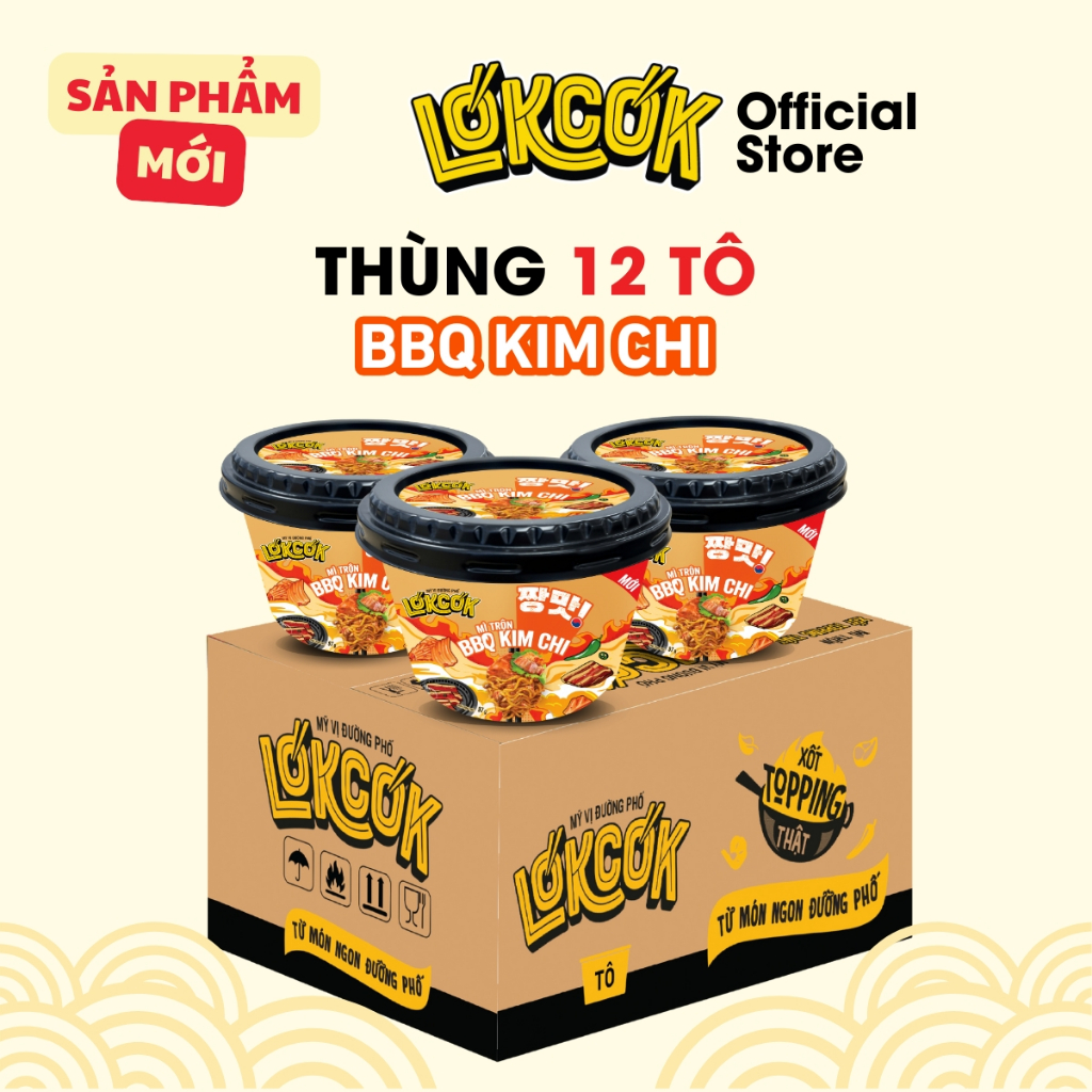 [Chính Hãng] Thùng 12 Tô Mì Trộn BBQ Kim Chi LOKCOK Thùng 12 Tô x 97G