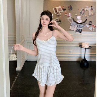 B105 Bộ Ngủ Hai Dây Nữ Chất Cotton Thun Siêu Mềm Mại Họa Tiết Kẻ Sọc Thoáng Mát Kèm Đệm Phương Linh Underwear