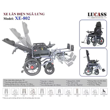[Chính Hãng - Sẵn Hàng] Xe điện đa tiện ích ngả nằm Lucass XE-802 - Xe lăn điện dành cho người già và khuyết tật