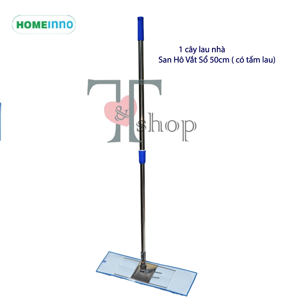 Cây Lau Nhà Inox San Hô Vắt Sổ 50cm Cán Rút Tăng Đơ Thu Ngắn 90cm Kéo Dài 150cm