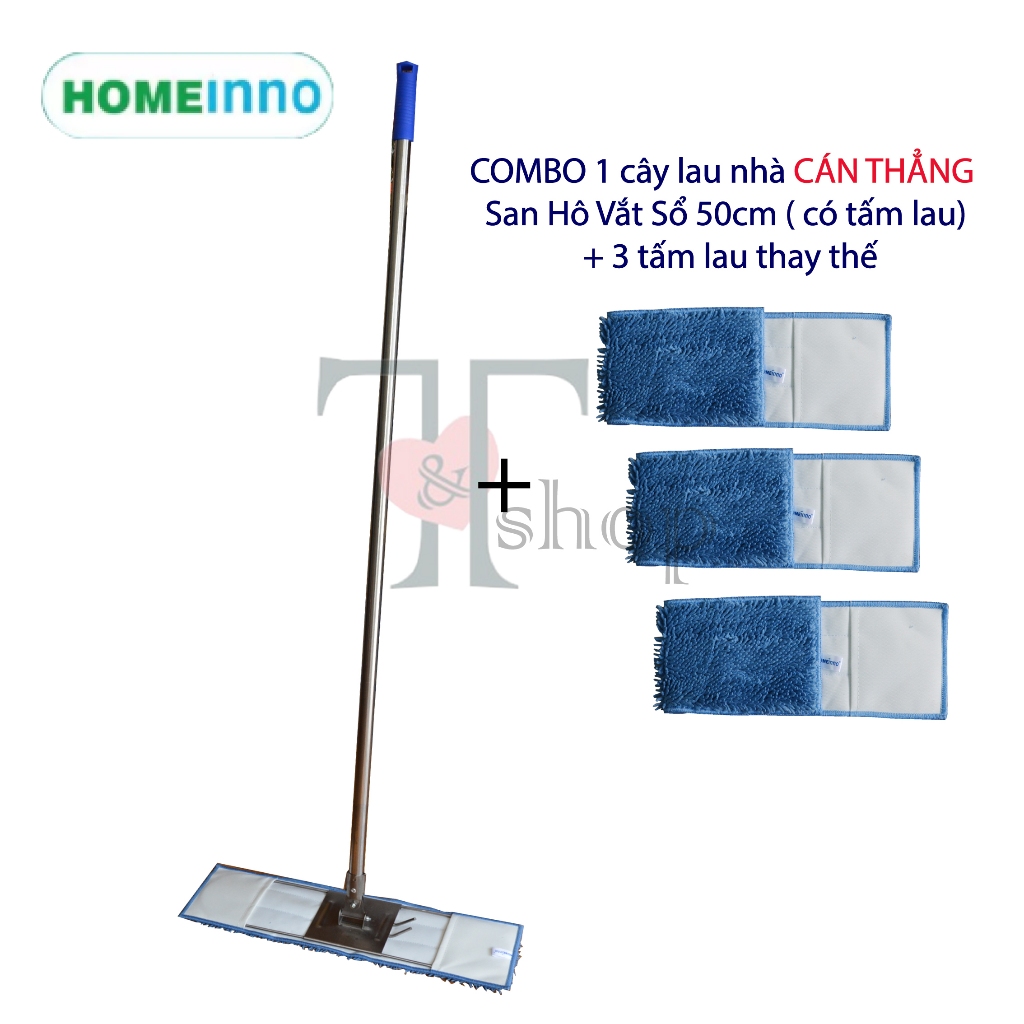 Cây Lau Nhà Inox San Hô Vắt Sổ 50cm Homeinno CÁN THẲNG 150cm