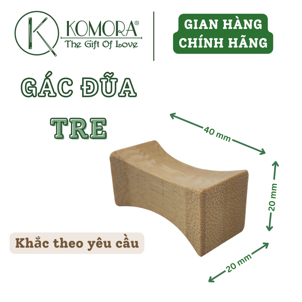 Gác Đũa Tre KOMORA, Mẫu 422 Tiêu Chuẩn, Trang Trí Bàn Ăn, Miễn Phí Khắc Theo Yêu Cầu