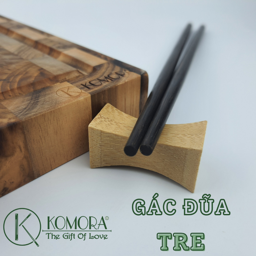 Gác Đũa Tre KOMORA, Mẫu 422 Tiêu Chuẩn, Trang Trí Bàn Ăn, Miễn Phí Khắc Theo Yêu Cầu