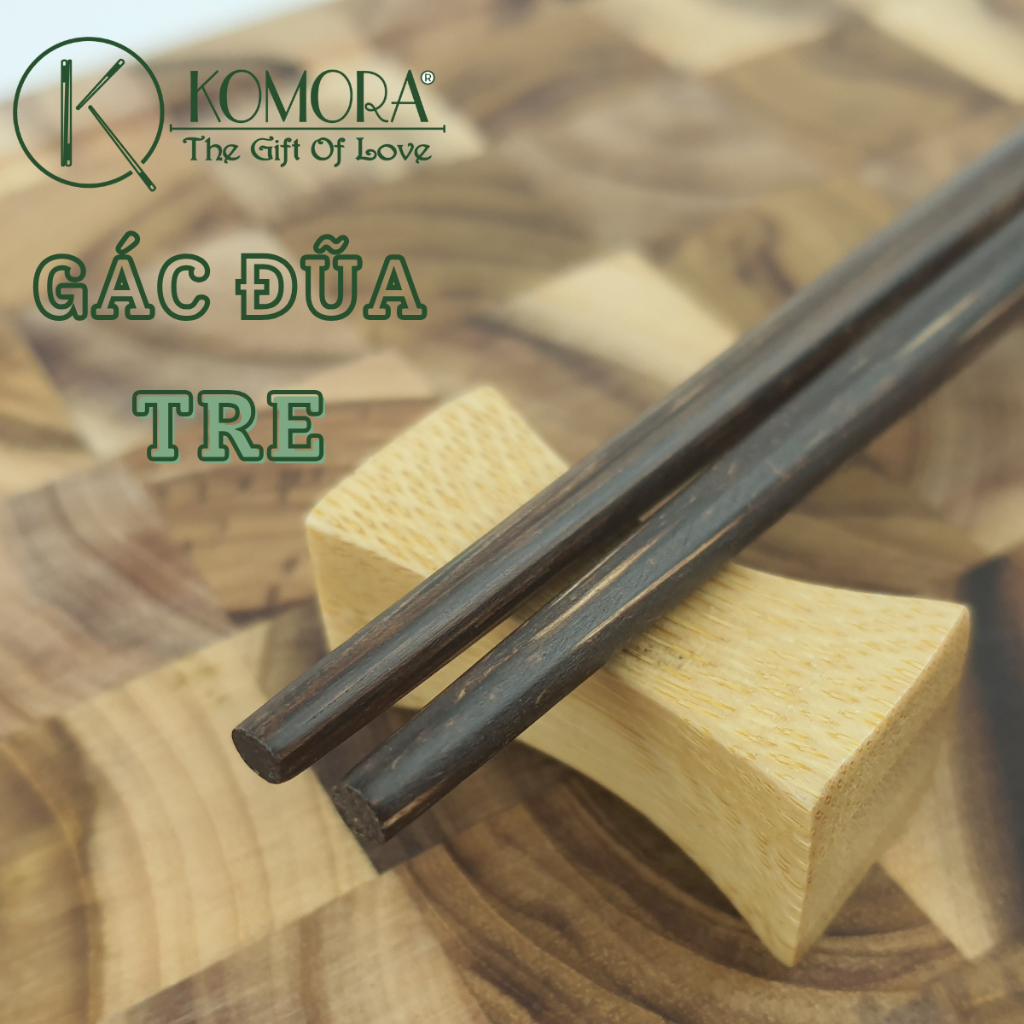 Gác Đũa Tre KOMORA, Mẫu 422 Tiêu Chuẩn, Trang Trí Bàn Ăn, Miễn Phí Khắc Theo Yêu Cầu