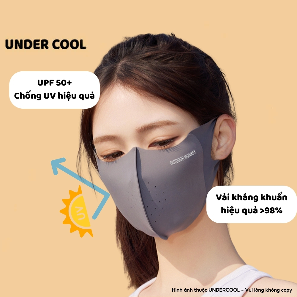 Khẩu Trang Chống Nắng Nửa Mặt UNDERCOOL - Chống Tia UV UPF 50+ Có Lỗ Thoáng Khí Siêu Nhẹ Mát Co Giãn Có 4 Màu KT15