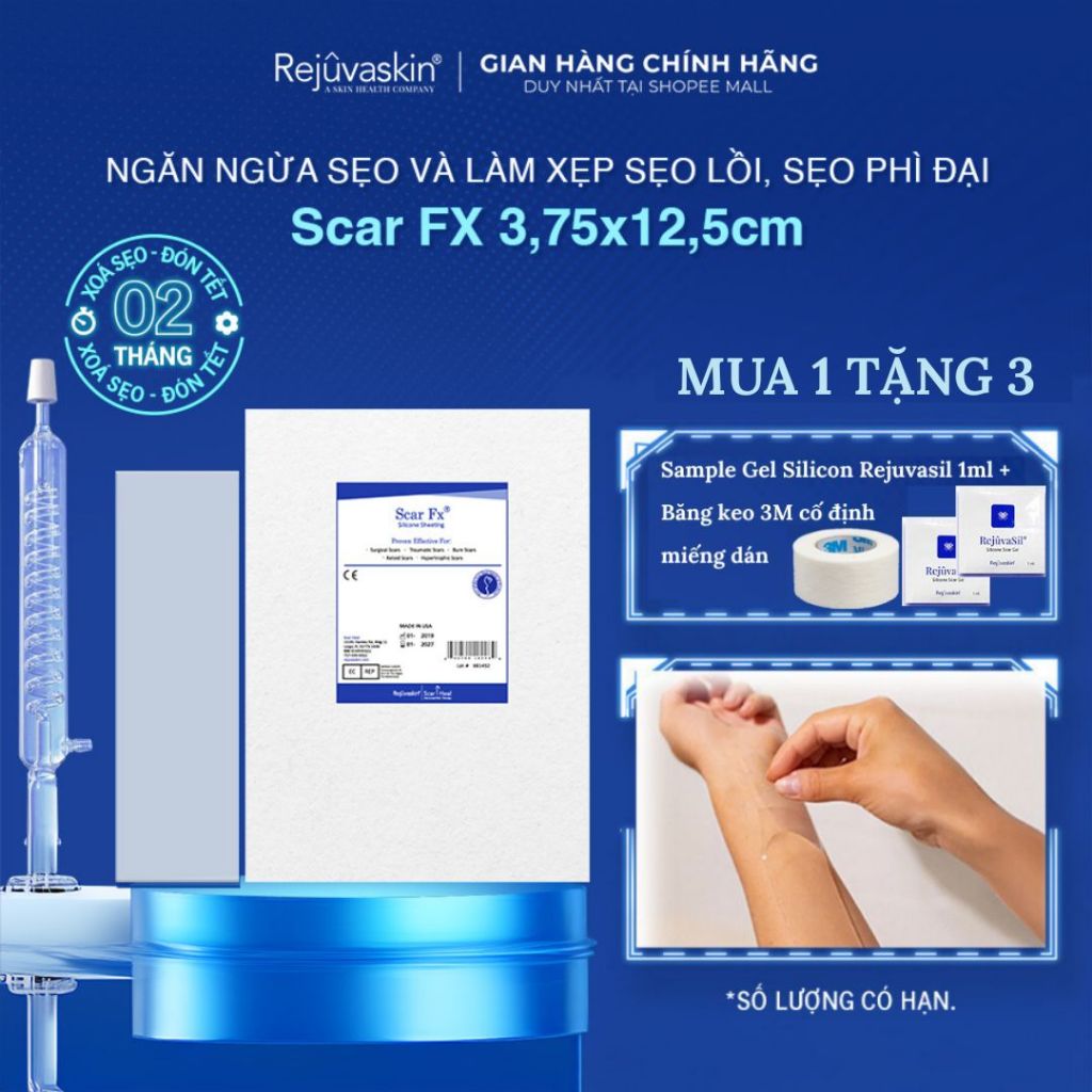 Ảnh Miếng Dán Sẹo Lồi / Phì Đại REJUVASKIN Scar FX 3,75x12,5cm 1
