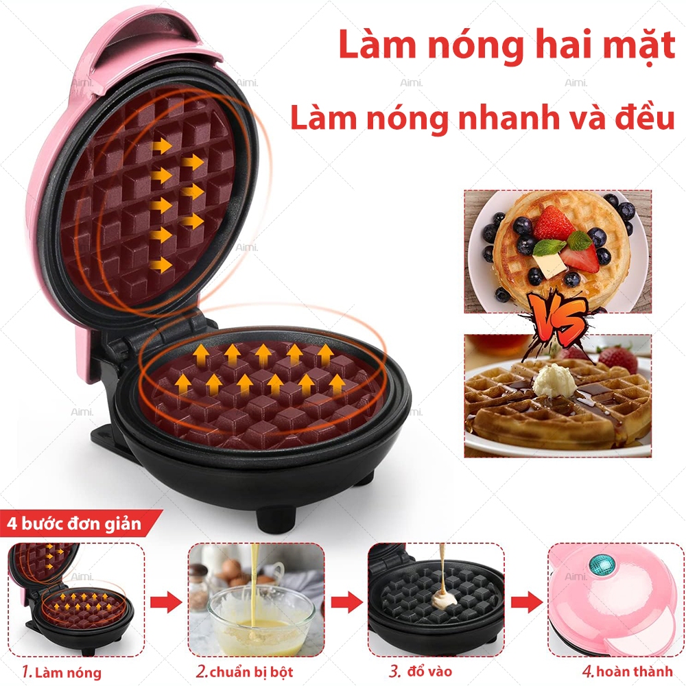 Máy Nướng Bánh Màu Hồng, Máy Làm Bánh Mini, Tiện Lợi Cho Các Chị Em Nấu Nướng Làm Bánh Cho Con