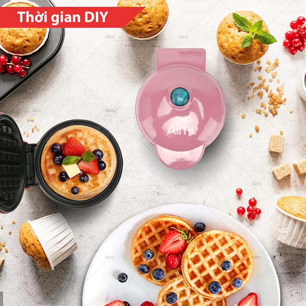 Máy Nướng Bánh Màu Hồng, Máy Làm Bánh Mini, Tiện Lợi Cho Các Chị Em Nấu Nướng Làm Bánh Cho Con