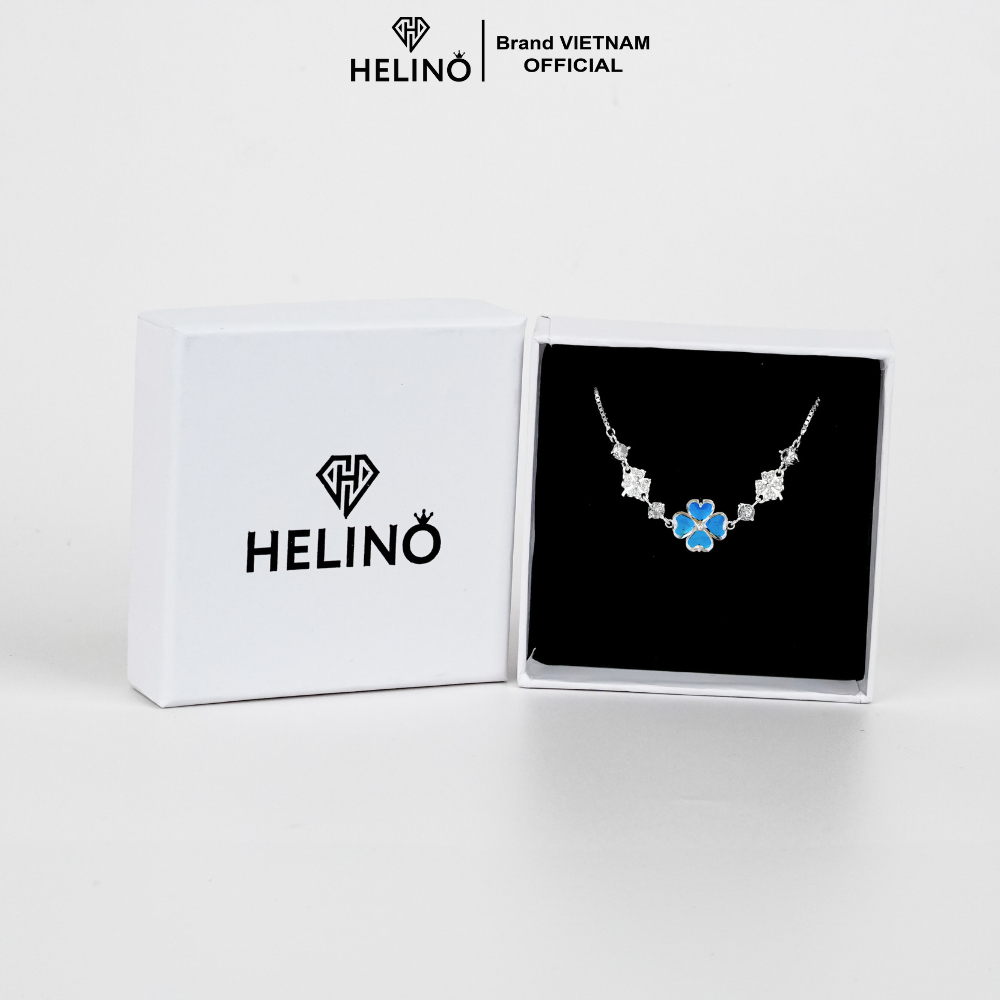 Ảnh Lắc tay bạc nữ HELINO dây rút Cỏ bốn lá đính đá Moonstone đổi màu cao cấp trang sức lấp lánh V38 3