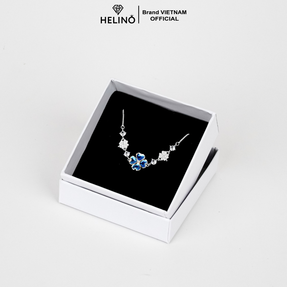 Ảnh Lắc tay bạc nữ HELINO dây rút Cỏ bốn lá đính đá Moonstone đổi màu cao cấp trang sức lấp lánh V38 4