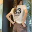 Áo Babytee .Áo Thun Nữ Cổ Tròn In Số 33 Cộc Tay Hoạ Tiết Kẻ Sọc Mùa Hè Phong Cách Trẻ Trung Cá Tính