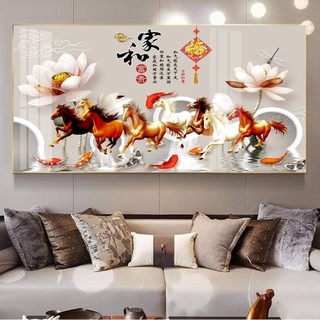 Tranh Tráng Gương Bo Viền Cao Cấp - Tranh Treo Tường Phong Thuỷ Mã Đáo Thành Công - Tranh Kích Thước Lớn