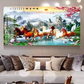 Tranh Tráng Gương Bo Viền Cao Cấp - Tranh Treo Tường Phong Thuỷ Mã Đáo Thành Công - Tranh Kích Thước Lớn