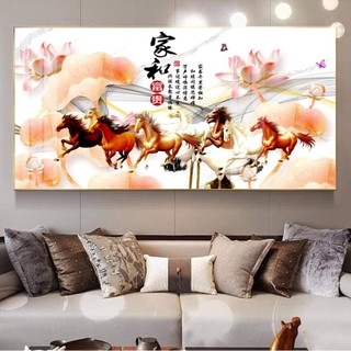Tranh Tráng Gương Bo Viền Cao Cấp - Tranh Treo Tường Phong Thuỷ Mã Đáo Thành Công - Tranh Kích Thước Lớn