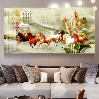 Tranh Tráng Gương Bo Viền Cao Cấp - Tranh Treo Tường Phong Thuỷ Mã Đáo Thành Công - Tranh Kích Thước Lớn