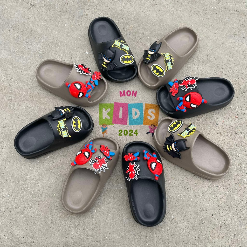 Dép Lê Trẻ Em Sticker Batman - Spiderman Dễ Thương Chất Liệu EVA Chống Trơn Trượt Siêu Nhẹ, Siêu Mềm Cho Bé Trai Bé Gái.