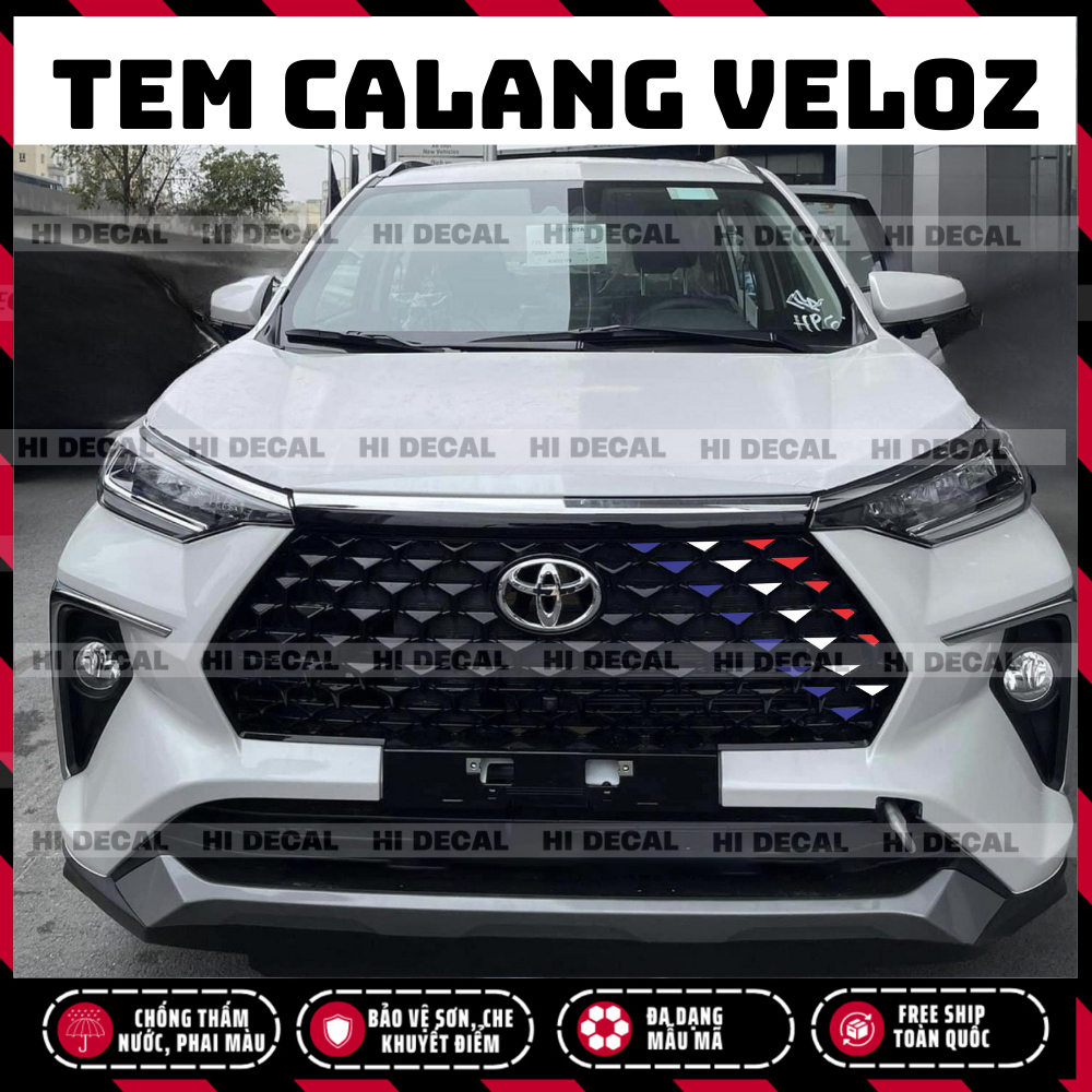 Tem dán calang Veloz, decal dán đầu xe Veloz trang trí tạo điểm nhấn cho xe