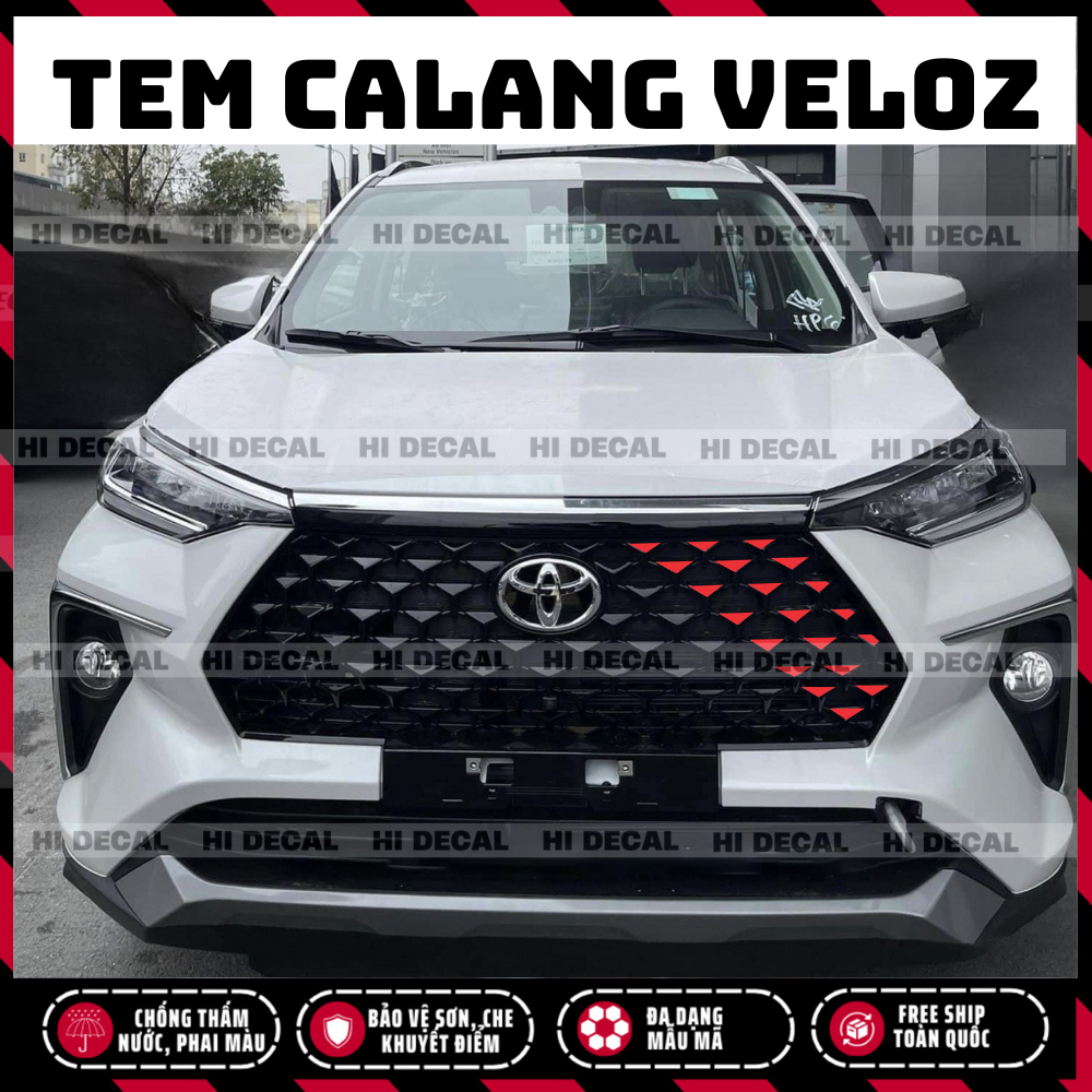Tem dán calang Veloz, decal dán đầu xe Veloz trang trí tạo điểm nhấn cho xe