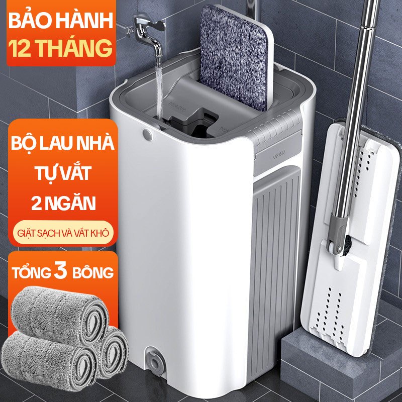 Ảnh Bộ Cây Lau Nhà KITIMOP C6 PLUS-PRO - Thùng Lau Nhà Tự Vắt Thông Minh, Chổi Lau Nhà Xoay 360 Độ, Lau Sàn Làm Sạch 1