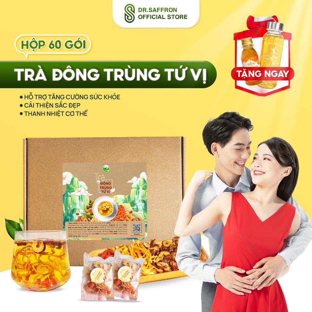 Ảnh Trà Đông Trùng Tứ Vị Mộc Hương Sơn – Trà Thảo Mộc, Quà Tặng Sức Khỏe Hộp 30 gói kèm quà tặng 1