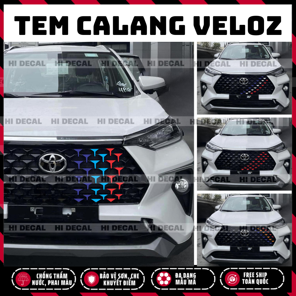 Tem dán calang Veloz, decal dán đầu xe Veloz trang trí tạo điểm nhấn cho xe
