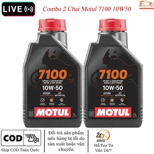 Combo 2 Chai Nhớt Motul 7100 10W50 Tổng Hợp Cao Cấp Dành Cho Xe Số, Tay Côn
