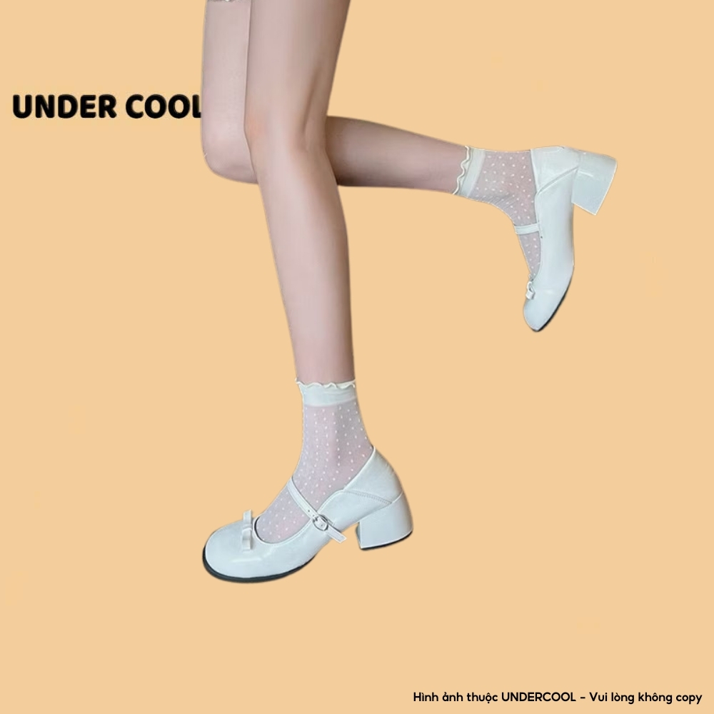 Set 3 Đôi Tất Nữ UNDERCOOL - Siêu Mỏng Thoáng khí Gót Tất Ren Chất Liệu Cotton Phối Lưới Tiểu Thư Cổ Viền Sóng TC89