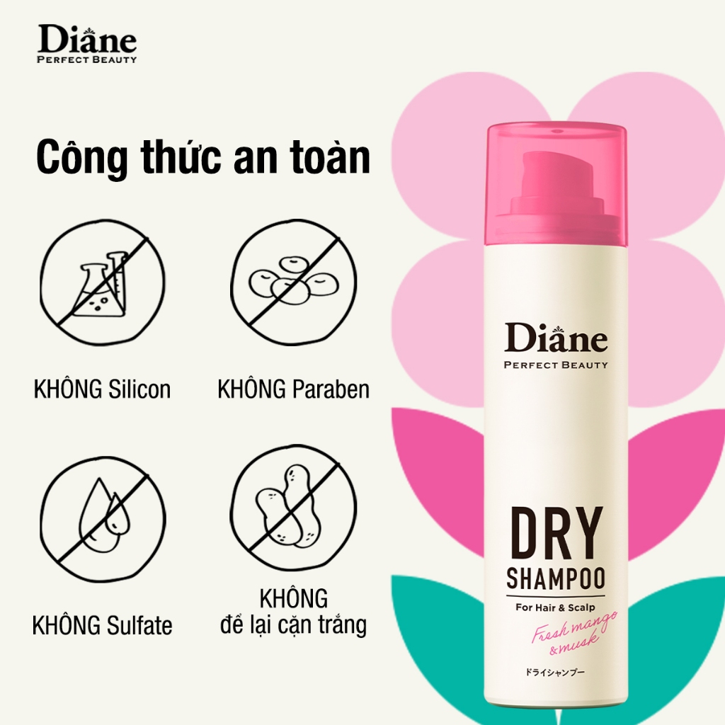 Ảnh Dầu gội khô sạch dầu tơi tóc không bết dính Diane Perfect Beauty Dry Shampoo Fresh Mango & Musk 1