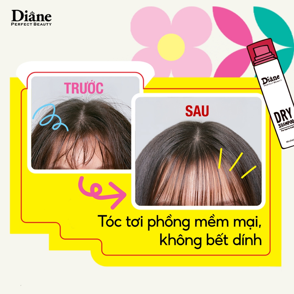 Ảnh Dầu gội khô sạch dầu tơi tóc không bết dính Diane Perfect Beauty Dry Shampoo Fresh Mango & Musk 4
