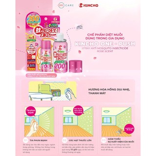 [KINCHO X KOL] Xịt Chống Muỗi Và Côn Trùng One-Push Kincho Nhật Bản 200 lần 45ml - Hương Hoa Hồng