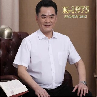 Áo Sơ Mi Nam Trung Niên Ngắn Tay Có Túi Vải Lụa Trơn Mềm Mát Không Nhăn Form Rộng