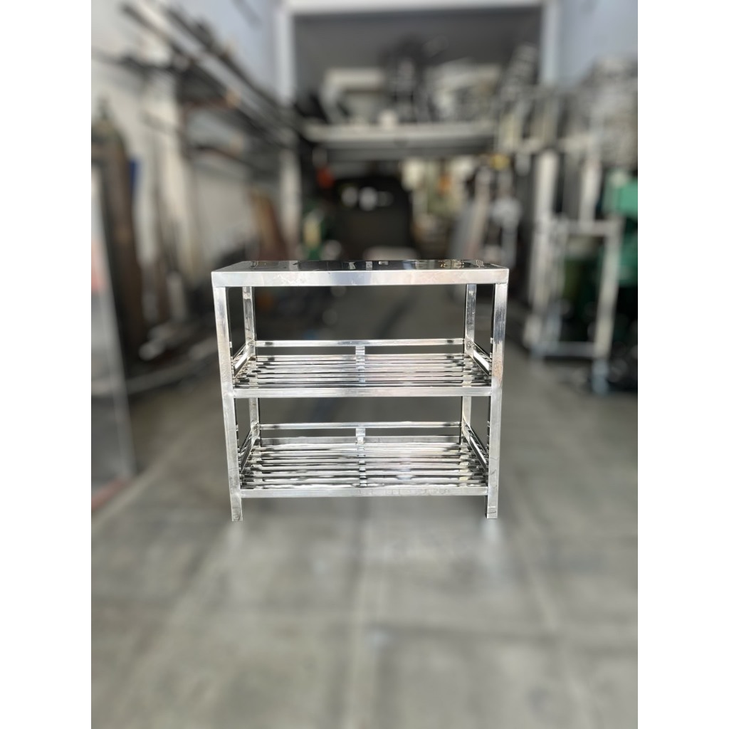 kệ inox 3 tầng tấm mặt phẳng để đồ dụng cụ nhà bếp