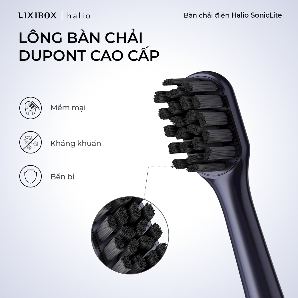 COMBO Bàn Chải Điện Halio SonicLite Electric Toothbrush - Ocean Blue & Set 5 Đầu Bàn Chải Thay Thế