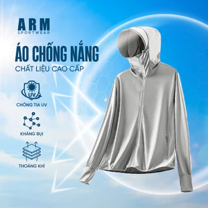 Áo Chống Nắng Nam Nữ 2 lớp ARM Chất Liệu Thông Hơi Thoáng Khí, Khóa Kéo Mũ Trùm Kín Mặt Chống Tia UV