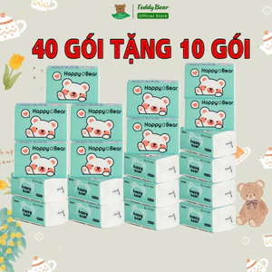 THÙNG 40 GÓI HAPPY BEAR XANH Giấy Rút Lụa Trắng Mềm Mịn 360 Tờ 3 Lớp không mùi chất dai dày mềm mại