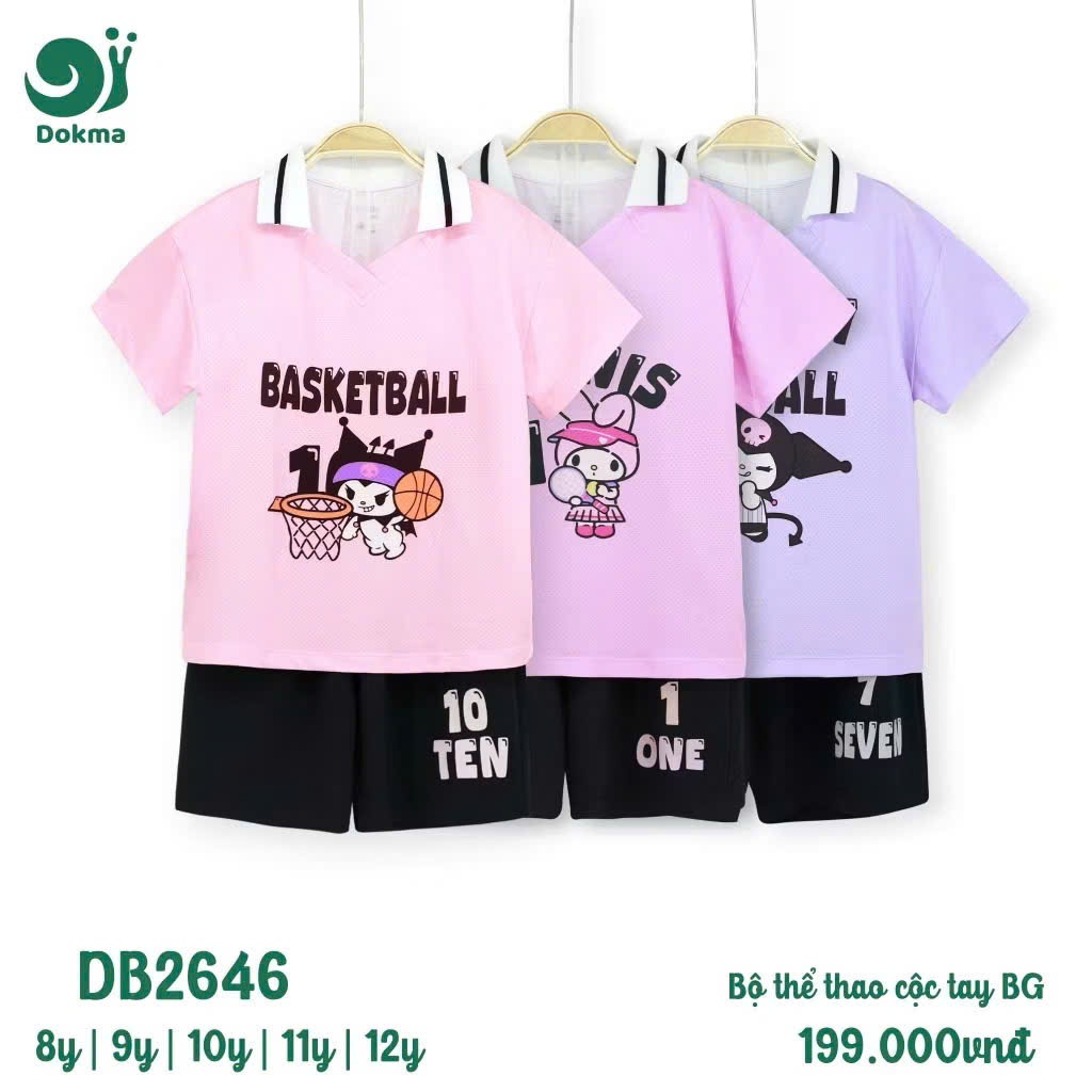 (25-42kg, 8-12Y)  Bộ Cộc Bé Gái Năng Động Dokma DB2646 DB2647 DB2757 DB3032 DB3037