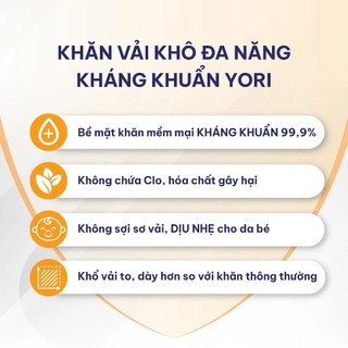 🌸 Khăn Vải Khô Đa Năng YORI, vân bi, kháng khuẩn, chất mềm, không hóa chất, an toàn cho em bé