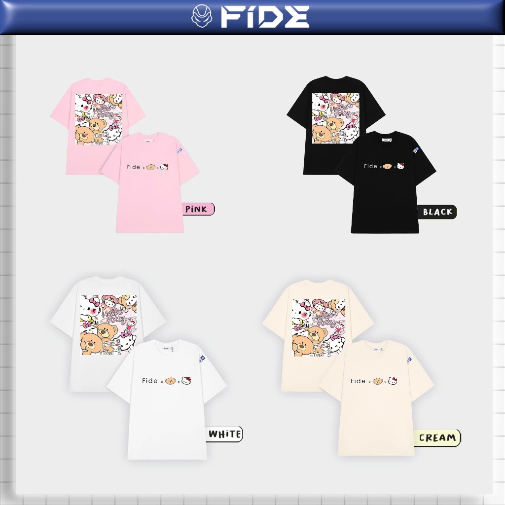 Ảnh Áo thun FIDE Hello Kitty phông unisex form rộng local brand nam nữ cổ tròn oversize - AT163 2
