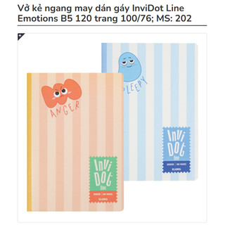 KLONG - Vở kẻ ngang may dán gáy InviDot Line Emotions B5 120 trang 100/76; MS: 202 ♥