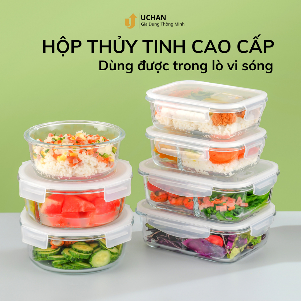 Hộp Thuỷ Tinh Đựng Thực Phẩm Đồ Ăn, Thức Ăn Trong Tủ Lạnh, Bảo Quản T...