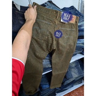 [loại lai biên dày đẹp] quần jean selvedge denim japan màu rêu đất dáng đứng