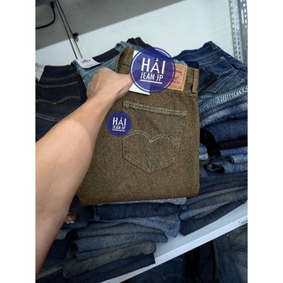 [loại lai biên dày đẹp] quần jean selvedge denim japan màu rêu đất dáng đứng