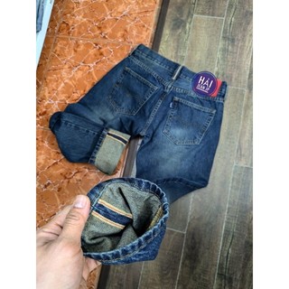 [loại lai biên dày đẹp] quần jeans nam màu rêu chất selvedge denim vải japan