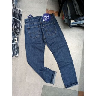 [loại lai biên dày đẹp] quần bò màu xanh cổ điển selvedge denim vải nhật