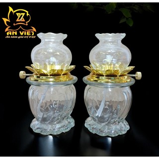 Đèn Dầu Hoa Sen - Đèn Thờ Cúng Thủy Tinh - DD2505 - Nội Thất An Việt